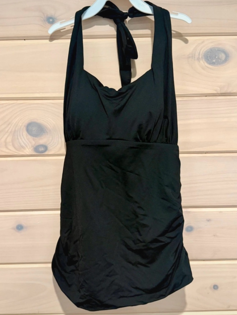 Lands' End Black Halter Tankini Top with square neck